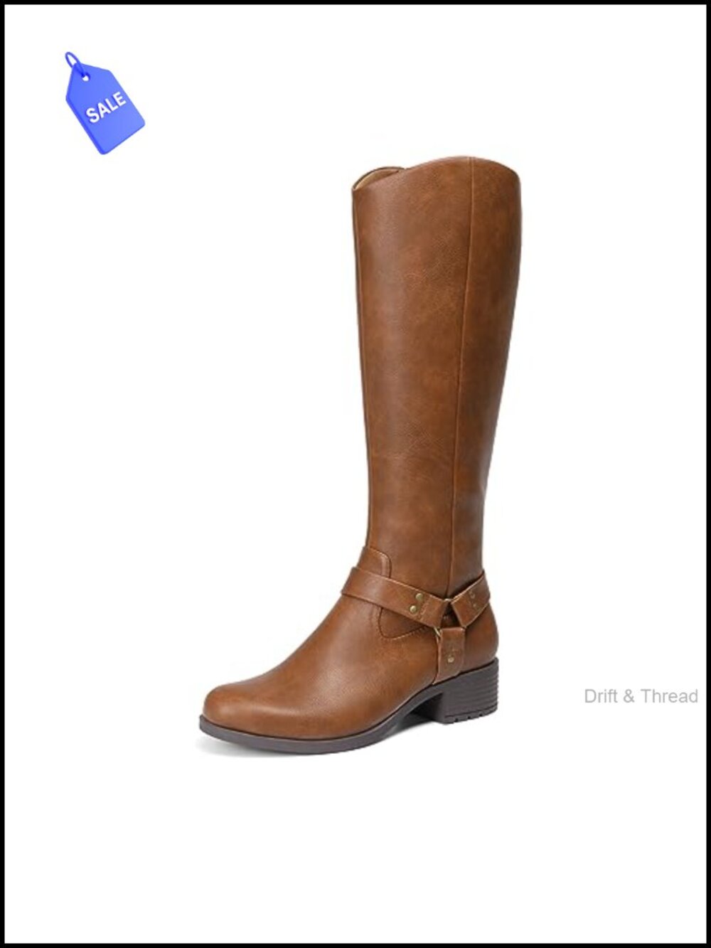 DREAM PAIRS Womens Knee High Motorcycle Boots Faux Leather Chunky Heel